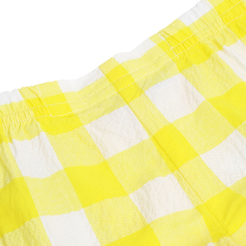 Girls White and Yellow Checkered Shorts image number 2